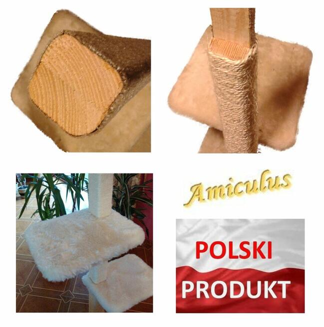 Drapak dla kota, sufitowy, drewniany- Amiculus 7-Ct