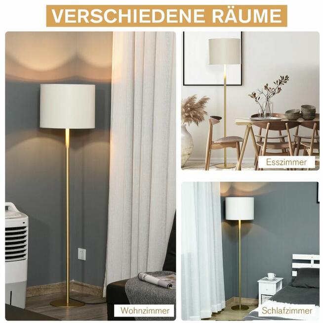 Lampa podłogowa z abażurem z PU w kształcie walca