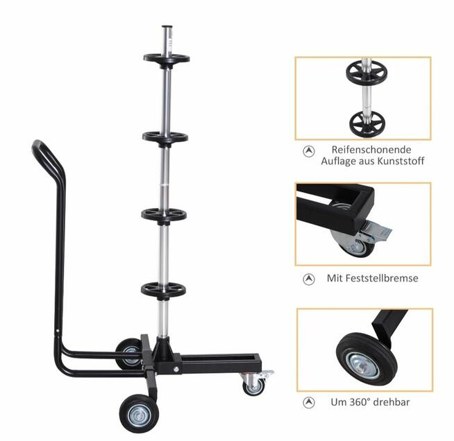 felga wózek opona stojak na opony uchwyt na opony 4 opony do