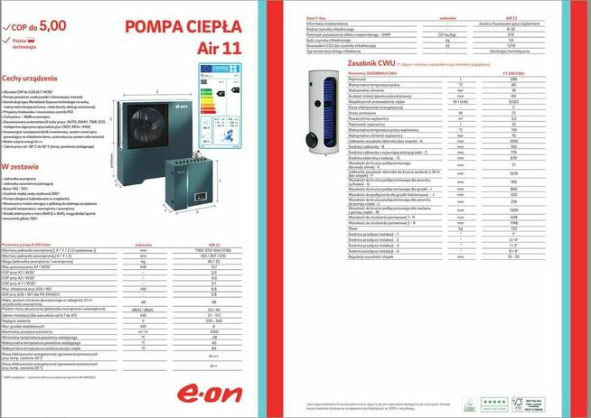 POMPA CIEPŁ 7,11,19 kW + Zasobnik 300 l.