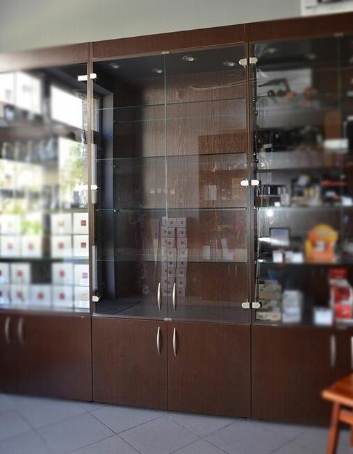 Witryna regał biurowy z szybą 210 x 90 x 36 cm płyta meblowa