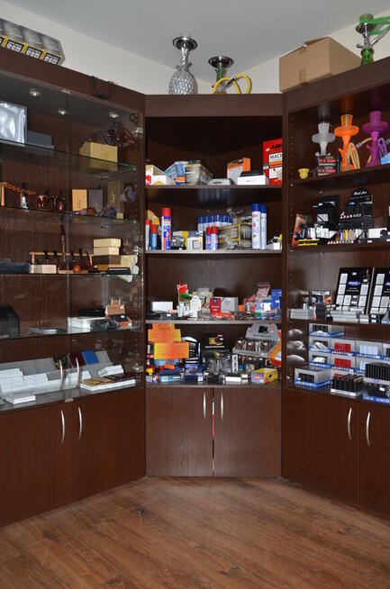 Regał biurowy brązowy 120 cm NAROŻNY płyta meblowa, stan ide