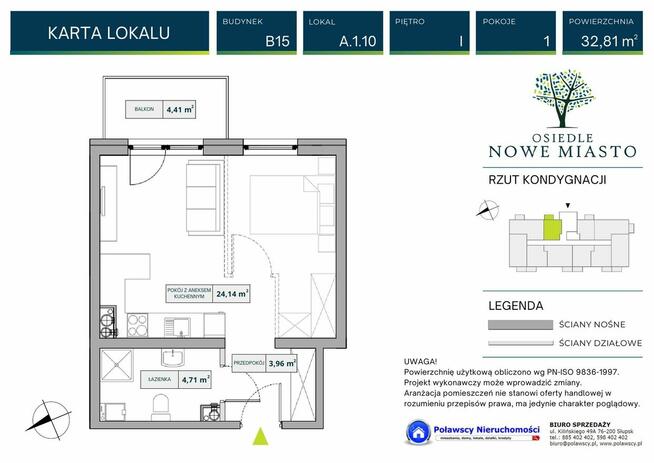 2 pokojowe z balkonem 31,77 m2 ul. Dywizjonu 303
