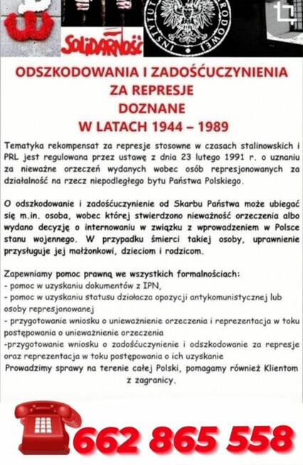 ODSZKODOWANIA ZA Represje 1944-1989