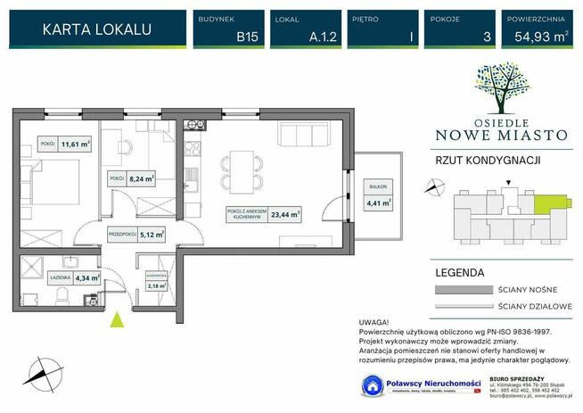 3 pokojowe z loggią 54,93 m2 garaż ul. Dywizjonu 303