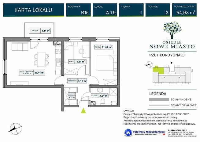 3 pokojowe z loggią 54,93 m2 garaż ul. Dywizjonu 303