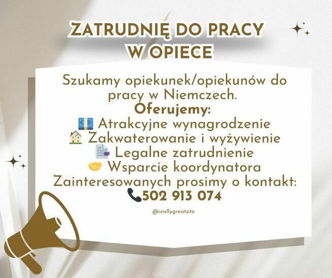 Wyjedź do pracy do Niemiec jako Opiekun/ka Osób Starszych!