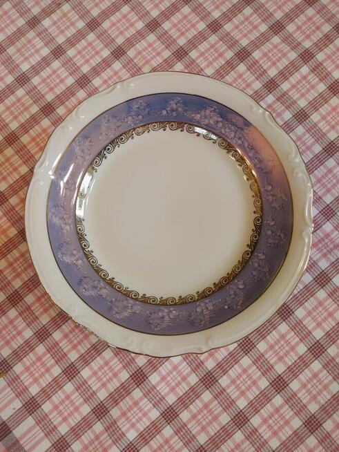 Talerzyki deserowe + patera na ciasto - porcelana „Chodzież