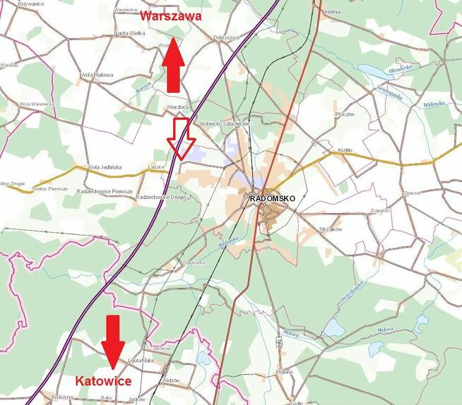 Wynajmę teren inwest. zjazd z autostrady A1 - Węzeł Radomsko