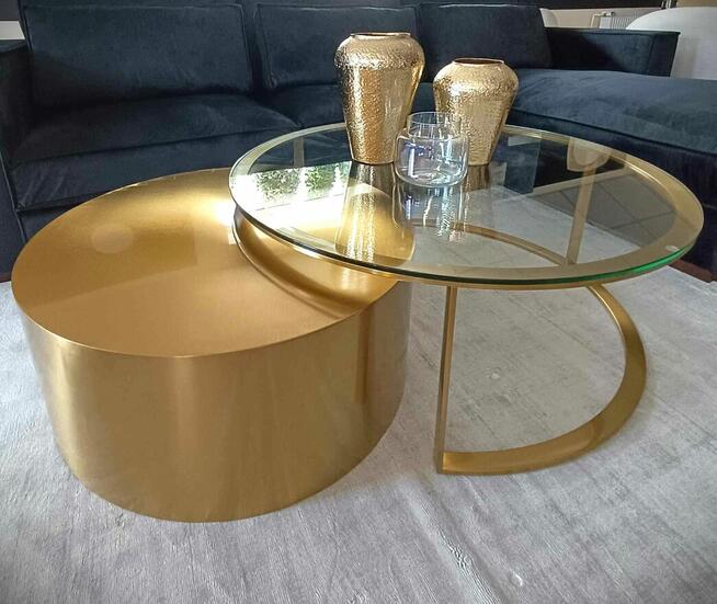 Richmond Interiors stolik kawowy ORLAN zloty/transparentny