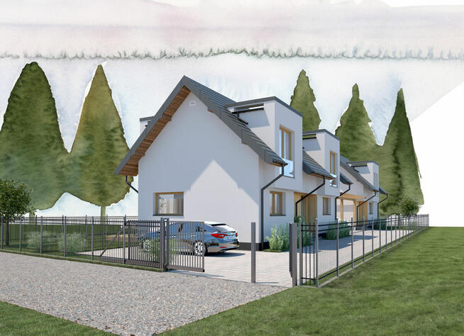 Bliźniak z ogródkiem | pompa ciepła | rekuperacja