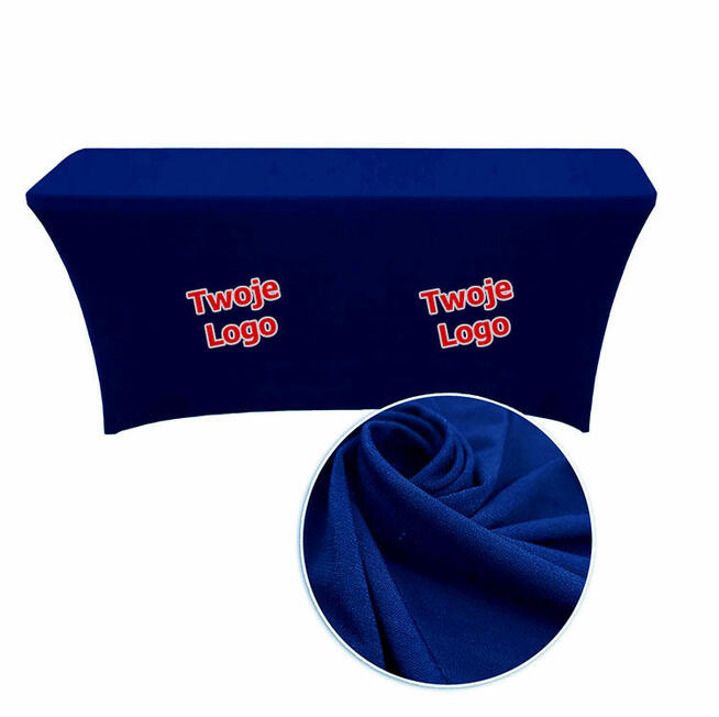 Czarny pokrowiec na stół cateringowy z twoim Logo