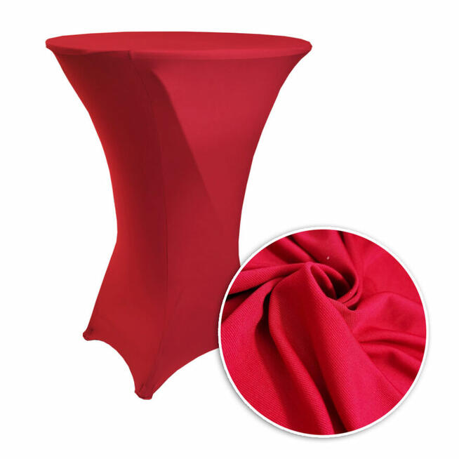Czerwony elastyczny obrus na stół z 1 logo full kolor