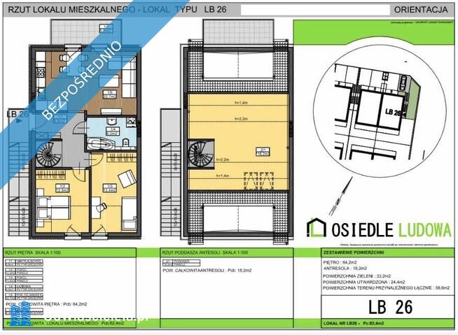 Mieszkanie z antresolą, balkonem, parkingiem i ogródkiem