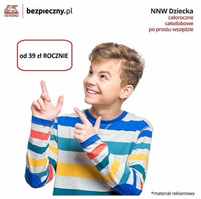 Ubezpieczenie NNW dziecka od 39 zł ROCZNIE +Odrabiamy.pl