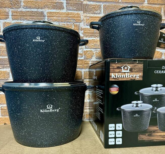 Zestaw dużych garnków.6el. Rosołowe.7L/11L/15L. Kolory