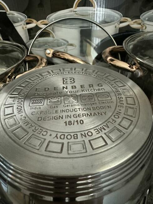 Duży zestaw garnków z patelnią. 12el. Grube dno.Nowy