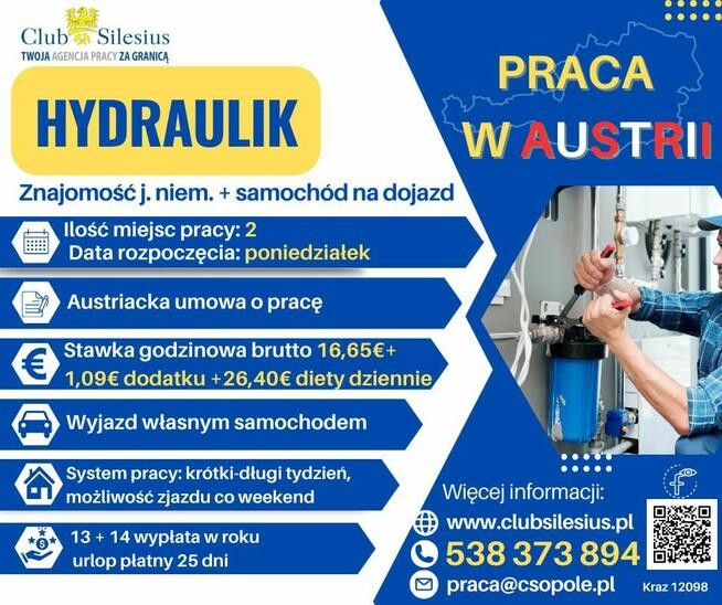 Hydraulik praca w Austrii