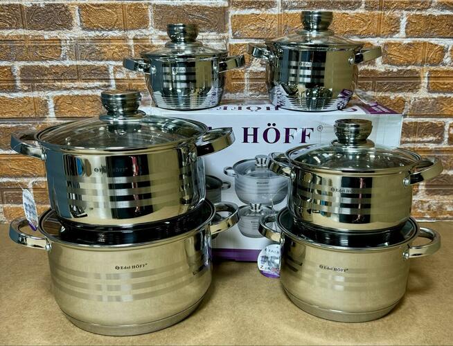 Zestaw garnków nierdzewnych Edelhoff. 12el. Grube dno. Nowy