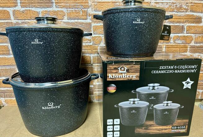 Zestaw dużych garnków.6el. Rosołowe.7L/11L/15L. Kolory