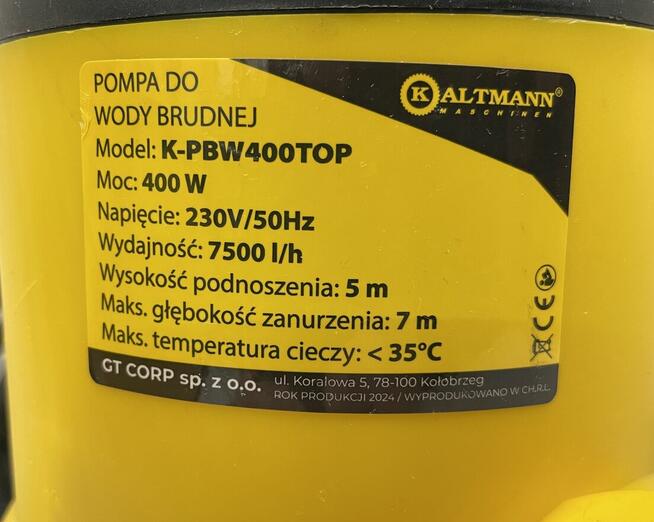 Pompa do wody brudnej Kaltmann 400W K-PBW100TOP