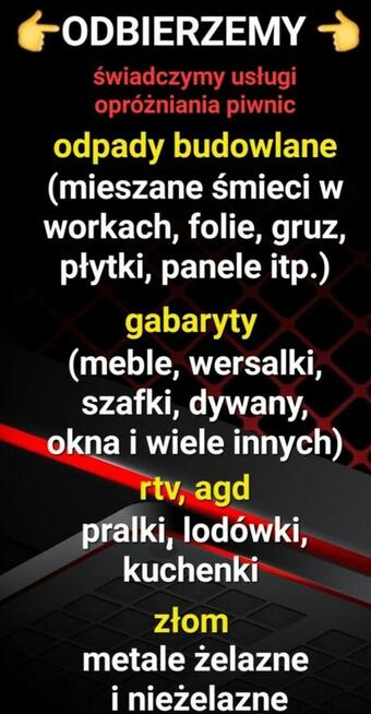 Odbiór śmieci budowlanych utylizacja opróżnianie piwnic