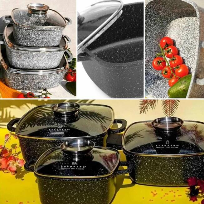 Zestaw garnków/brytfann.6el. Szare/czarne.nowy