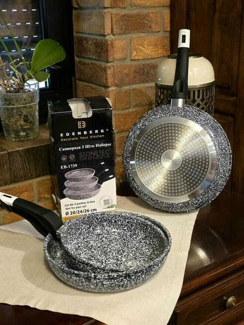 Oferta limitowana!Zestaw 3 patelni Edenberg. Non stick. Nowe