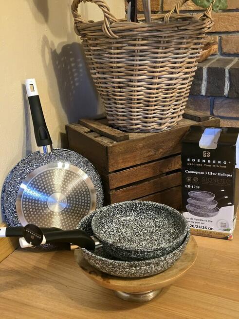 Oferta limitowana!Zestaw 3 patelni Edenberg. Non stick. Nowe