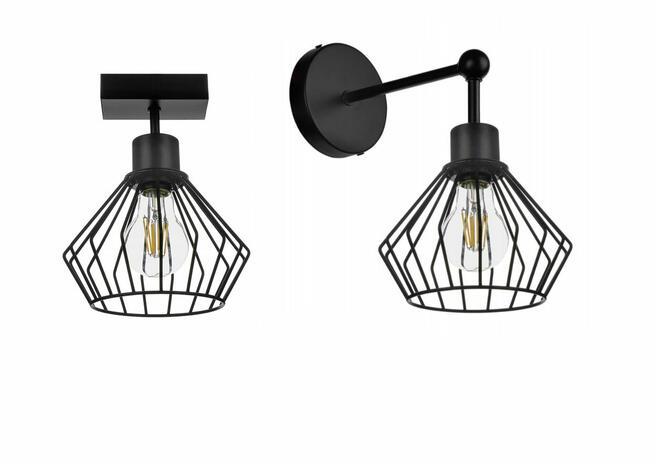 Kinkiet + Plafon czarny loft.