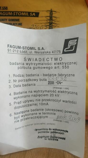 Buty gumowe elektroizolacyjne FAGUM-STOMIL 550