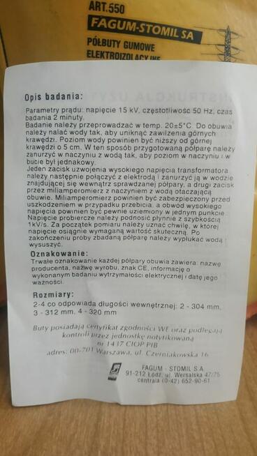 Buty gumowe elektroizolacyjne FAGUM-STOMIL 550