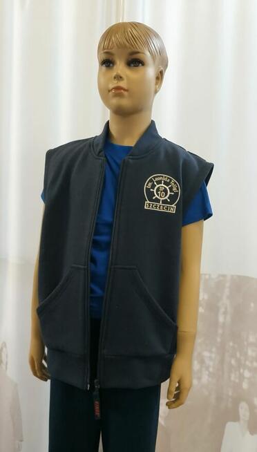 Kamizelka, bezrękawnik szkolny do SP 10 w Szczecinie r.128