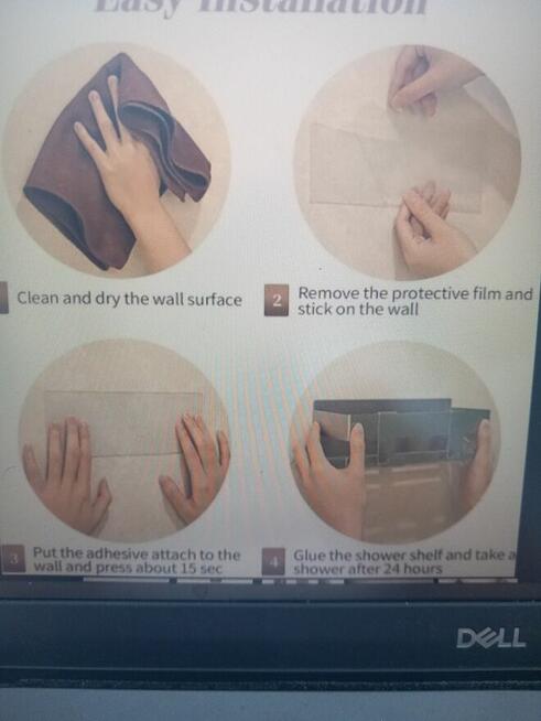 Koszyk prysznicowy WEKIS bez wiercenia ze stali nierdzewnej