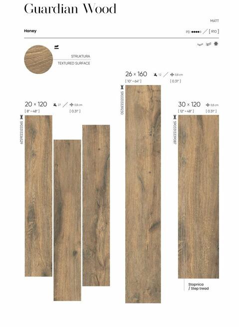 WYPRZEDAŻ Płytki drewnopodobne 120x20 gat.1 Guardian honey