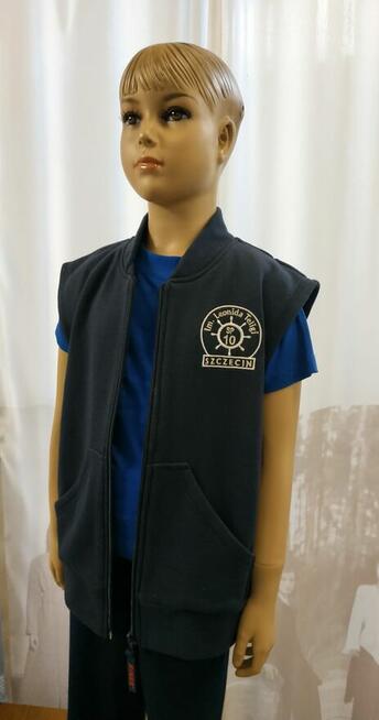 Kamizelka, bezrękawnik szkolny do SP 10 w Szczecinie r.128