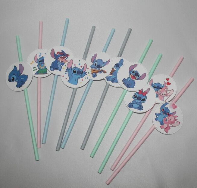 Słomki papierowe do napojów pastelowe Lilo i Stitch Sticz