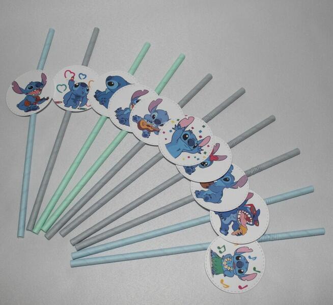 Słomki papierowe do napojów pastelowe Lilo i Stitch Sticz