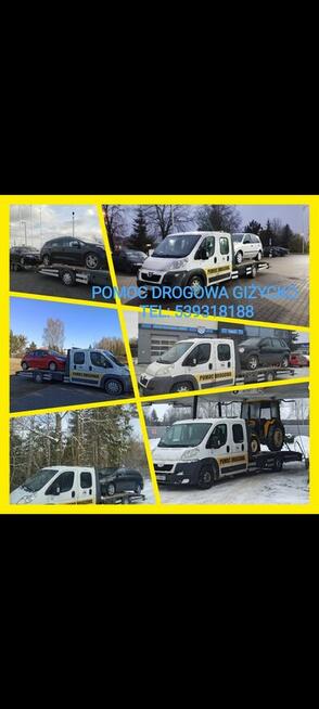 Holowanie pomoc drogowa laweta transport Giżycko Ryn Orzysz
