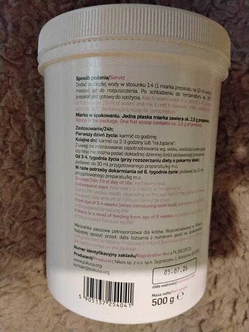 Preparat mlekozastępczy dla kociąt