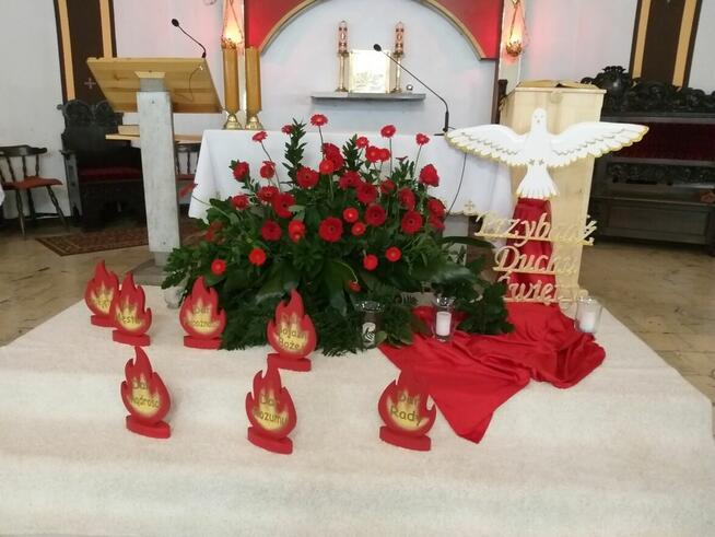 7 Płomieni Dary Ducha Św +lampki led -dekoracja bierzmowanie