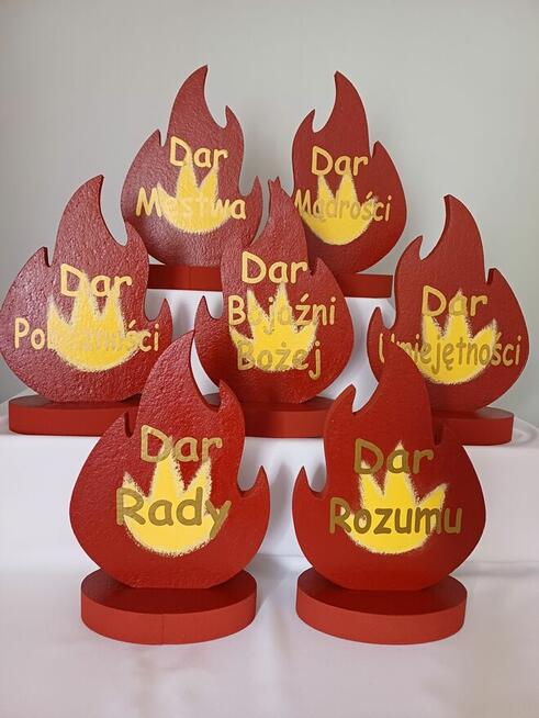 7 Płomieni Dary Ducha Św +lampki led -dekoracja bierzmowanie