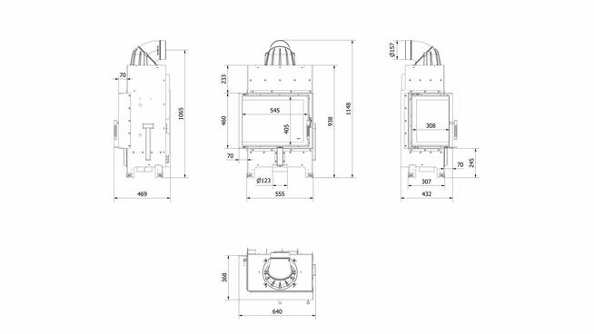 Kominek powietrzny wkład kominkowy FLOKI S LEWY 8 KW Ø 160 C