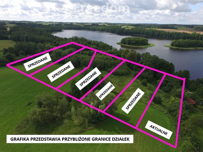 Działka nad jeziorem z linią brzegową