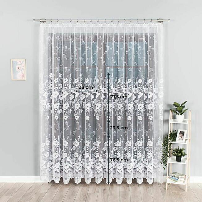 Firany żakardowe na metry, duży wybór wzorów, firana długa