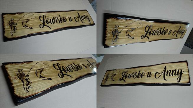 GRAWER NA DREWNIE napisy na desce szyld tablica deska logo