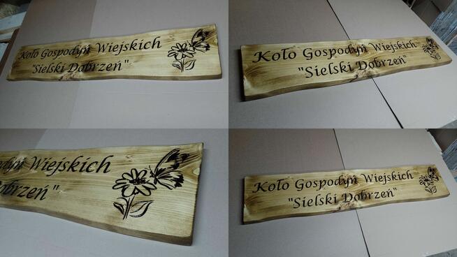 GRAWER NA DREWNIE napisy na desce szyld tablica deska logo