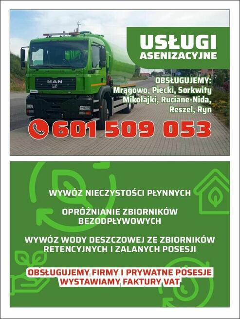 Wywóz szamba Mrągowo, Mikołajki Sorkwity, Reszel