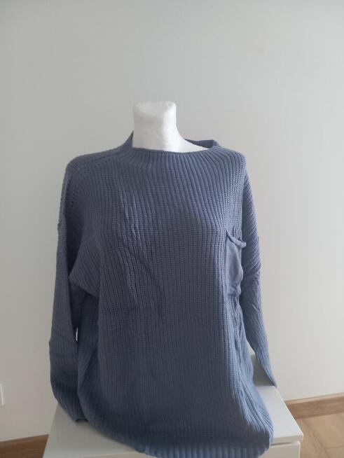 Niebieski Sweter Damski Florboom Oversize Rozmiar L