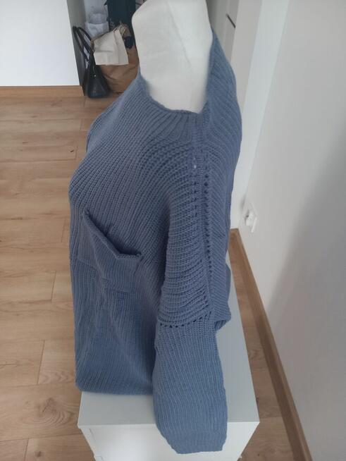 Niebieski Sweter Damski Florboom Oversize Rozmiar L